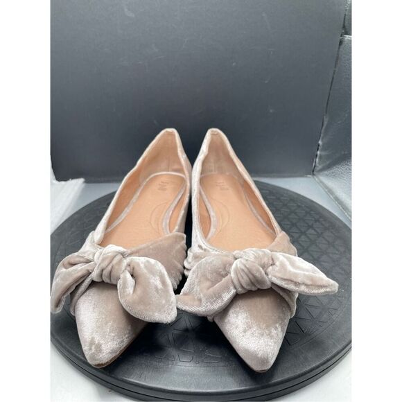 New J Jill Simone Tan Suede Bow Flats Size 8.5 - Picture 2 of 10
